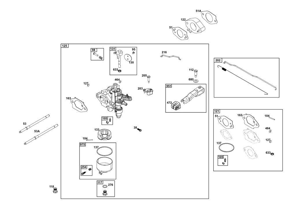 Carburetor Group Diagram and Parts List for 25V337-0065-G1  Briggs and Stratton Engine